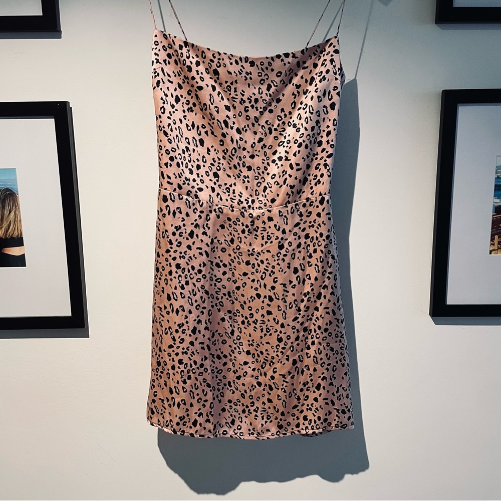 Reformation Leopard Silk Slip Dress